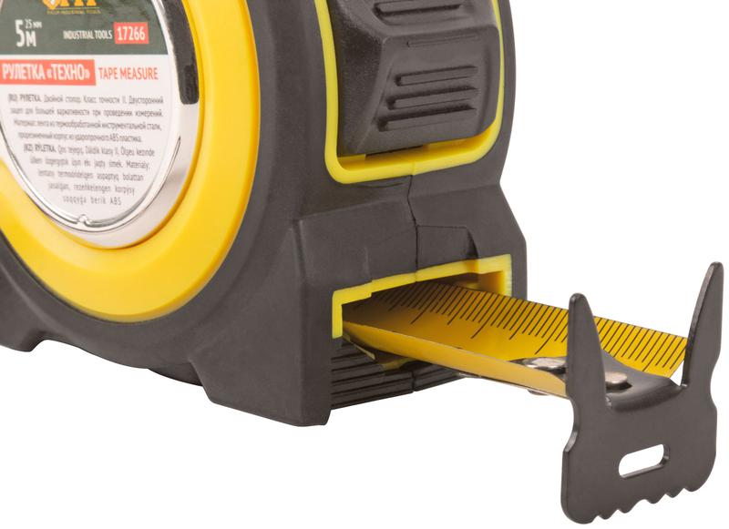Рулетка Техно 5мх25мм прорезиненный корпус двойн. стопор FIT 17266