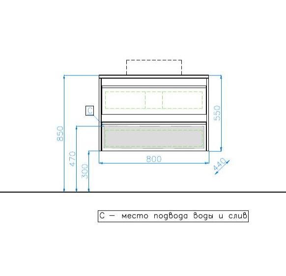 Тумба подвесная "Монако 80" (2 ящ.), Гамма 56, Осина бел /бел лакобель, PLUS