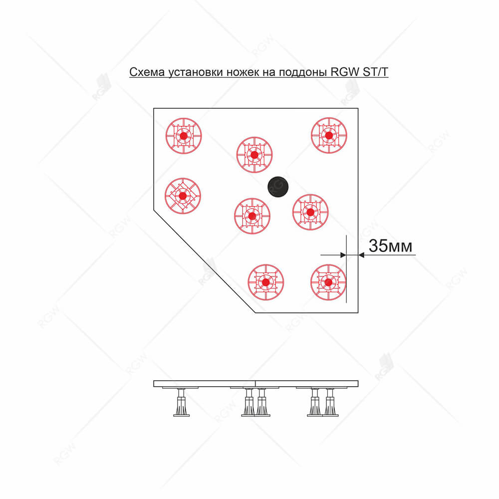 Ножки для поддона RGW N-01 (10) W, 03230111-01