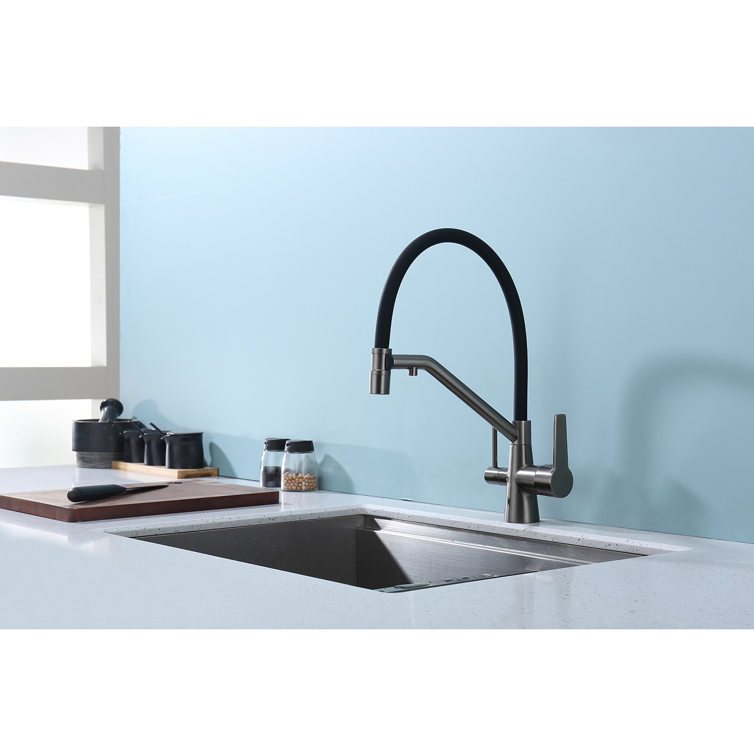 Смеситель для кухни с подключением фильтра Raglo R80.62.09, графит