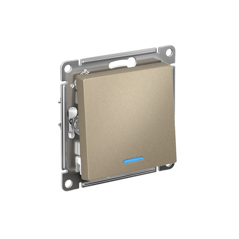 Переключатель 1-кл. AtlasDesign (сх. 6а) 10AX с подсветкой быстрозажим. клем. механизм шампань SE ATN000563S