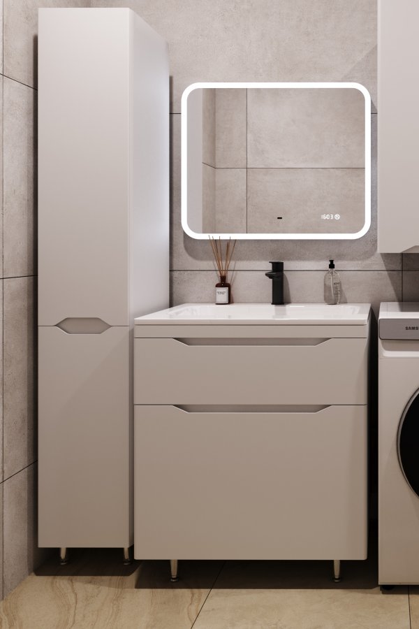 Тумба напольная "Марелла 70" (2 ящ.) Люкс антискрейтч белый матовый, PLUS