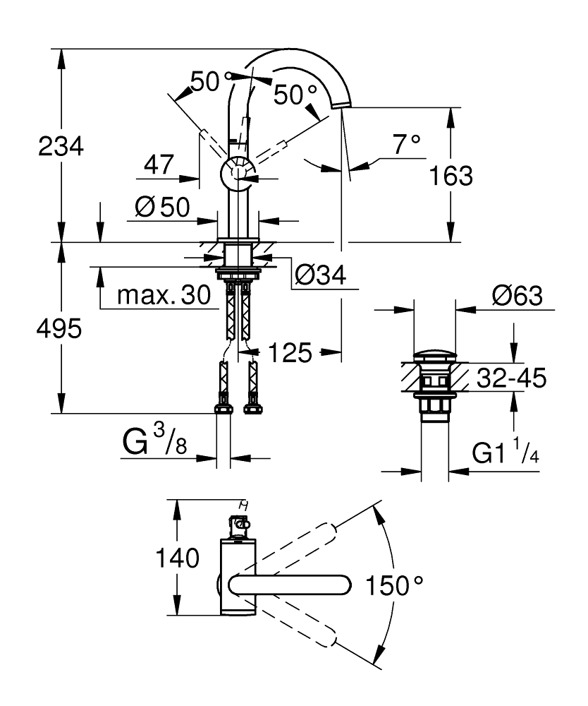 Смеситель Grohe Atrio New 32043003 для раковины