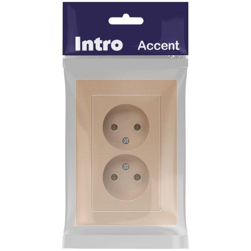 Розетка 2-м СП Accent 6-204-04 16А IP20 250В 2P AL/CU шампань Intro Б0063462
