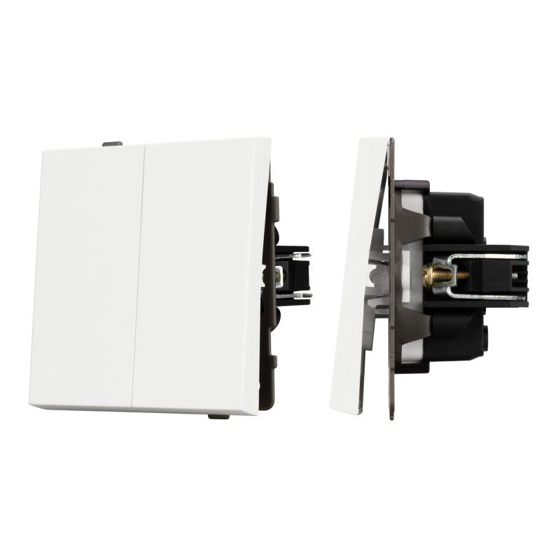 Механизм выключателя двухклавишный непроходной SWT-TENDO-MK02-SFPL-WH 230В 10А Arlight 054547