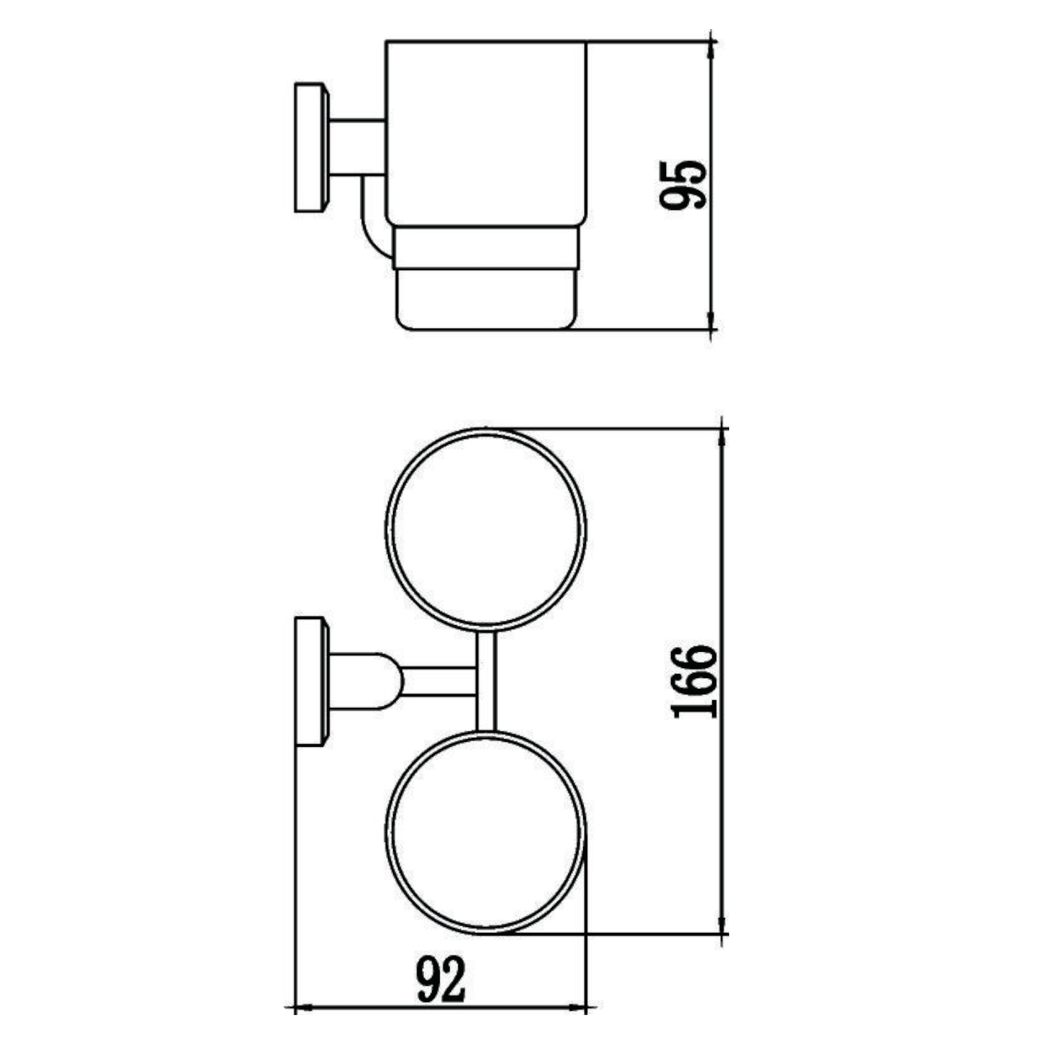 Стакан для ванной комнаты двойной Savol S-009568, хром