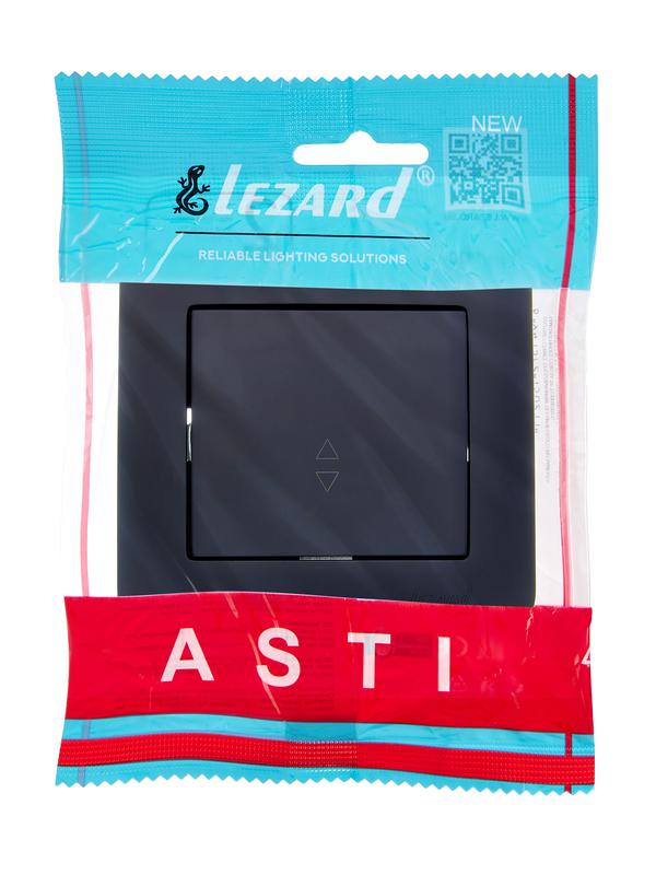 Переключатель проходной 1-кл. 1п СП ASTI 10А IP20 в сборе черн. бархат LEZARD 7081-4242-105