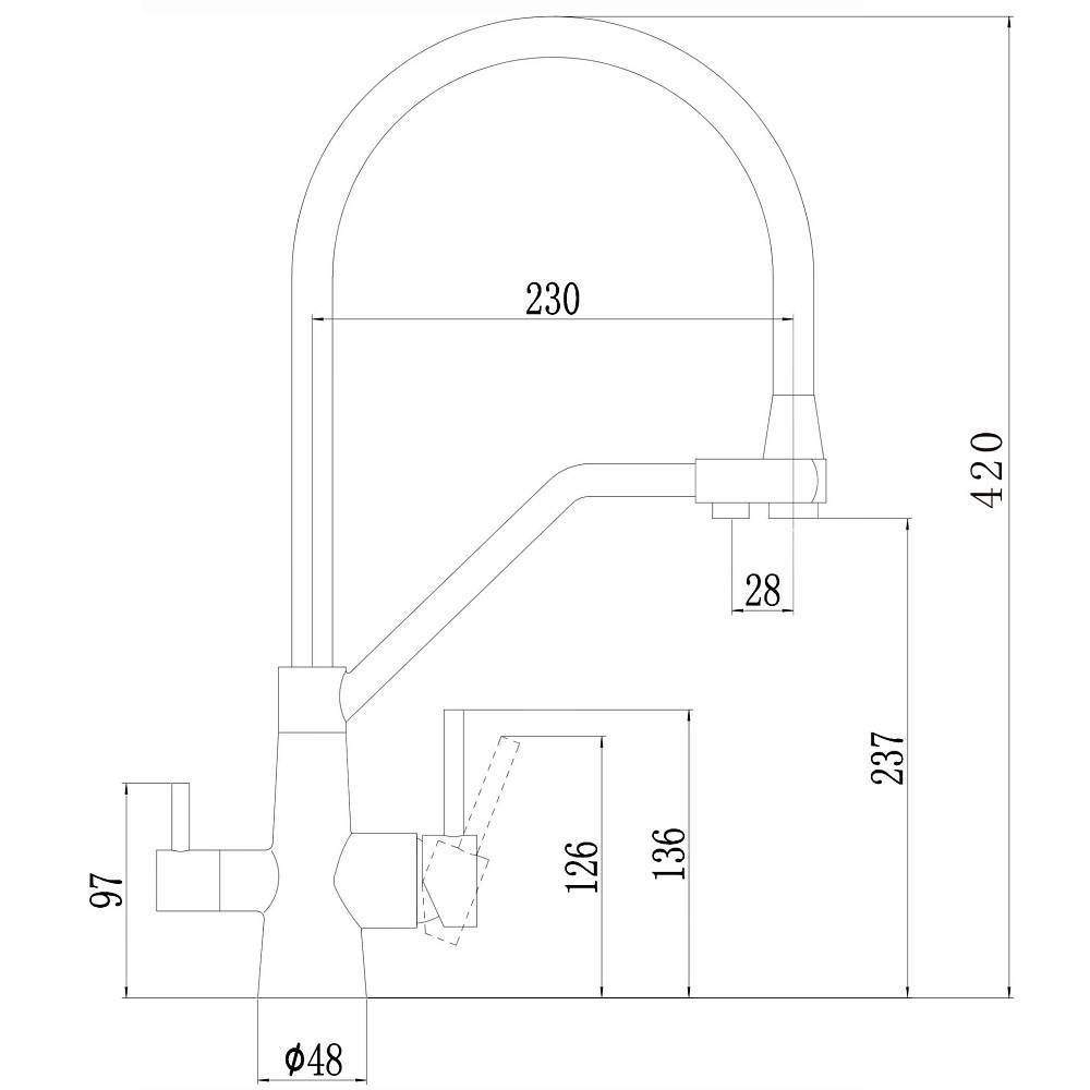 Смеситель для кухни с подключением к фильтру Fmark FS0662-S, песочный