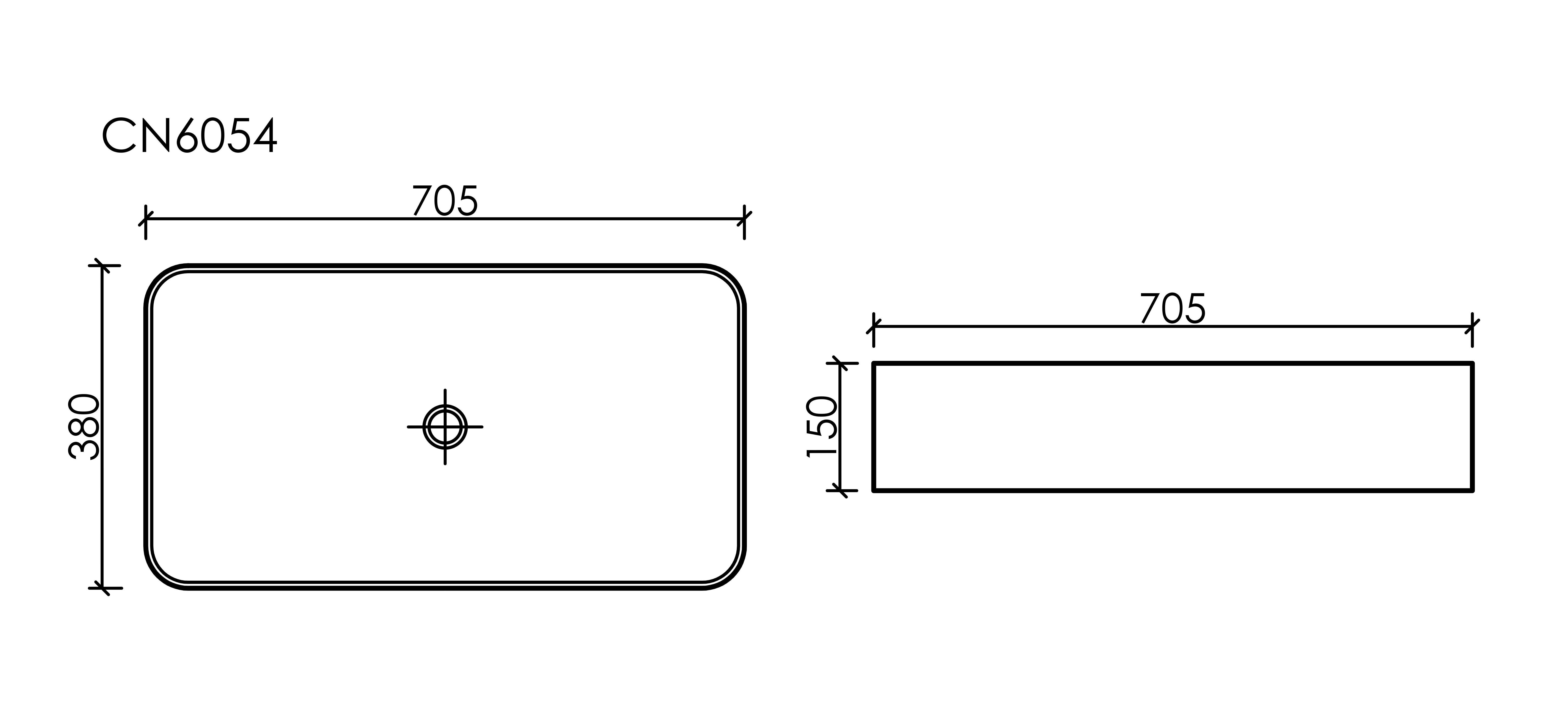 Умывальник чаша накладная прямоугольная Element 705*380*150мм, CN6054