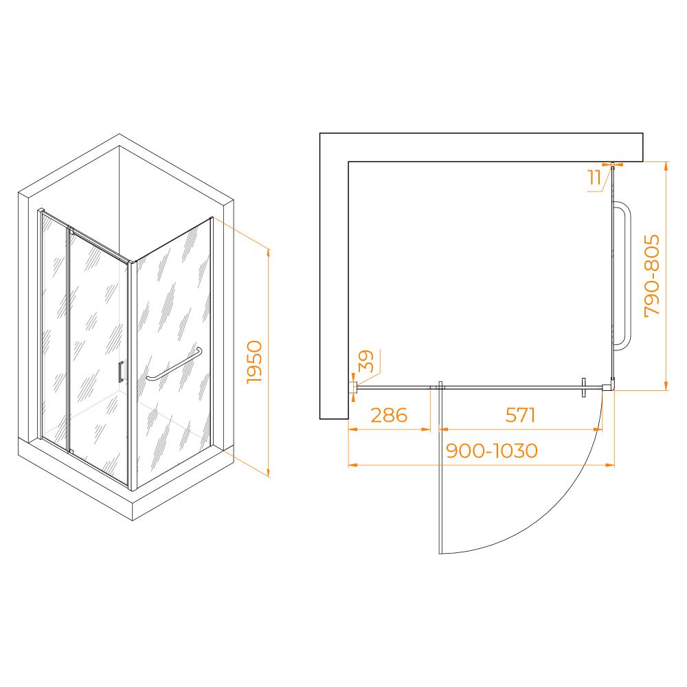 Душевой уголок RGW PA-078-1 (RGW PA-008 + Z-060-2), 3508078198-11