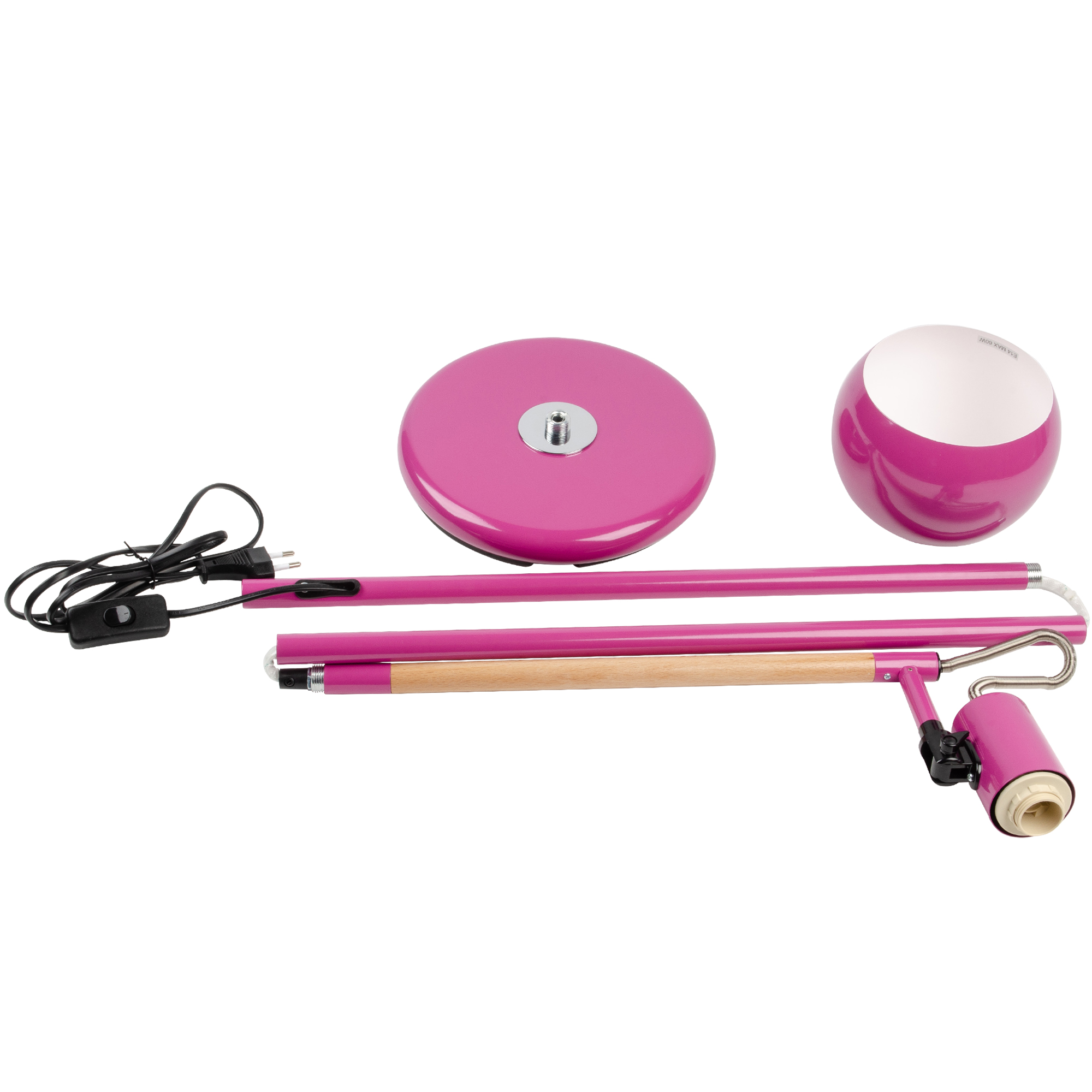 Торшер UML-T702 E14 PINK напольный под лампу Е14 60W с регулировкой наклона Механический выключатель Розовый ТМ