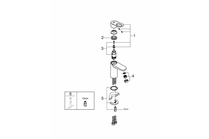 Смеситель для раковины, GROHE BauLoop, S-Size 23337000 хром