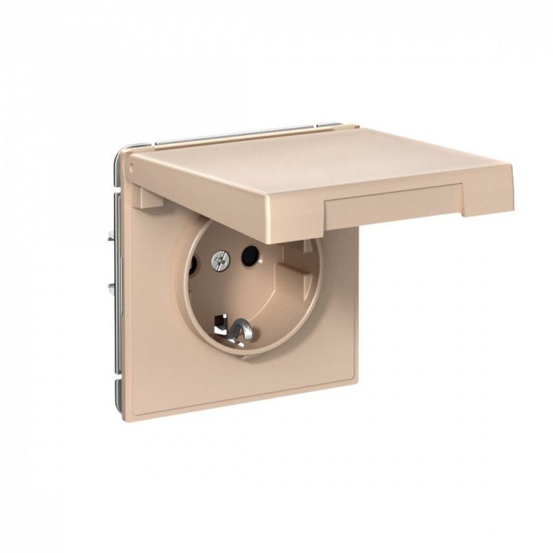 Розетка ArtGallery 16А IP20 с заземл. со шторками с крышкой быстрозажим. клем. механизм песочн. SE GAL001246S
