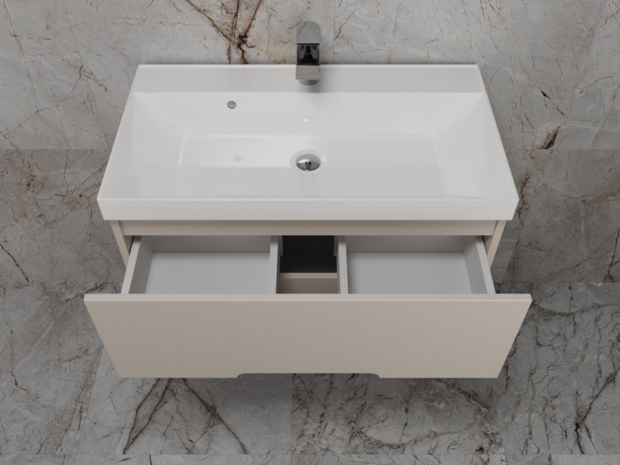 Тумба подвесная "Матис 80", Classic 80, (2 ящика), КРЕМ, ЭМАЛЬ