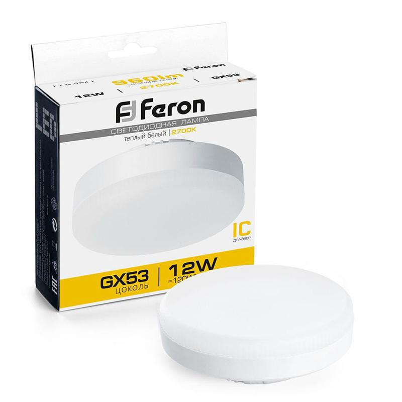 Лампа светодиодная 12Вт 230В GX53 2700К LB-453 FERON 25833