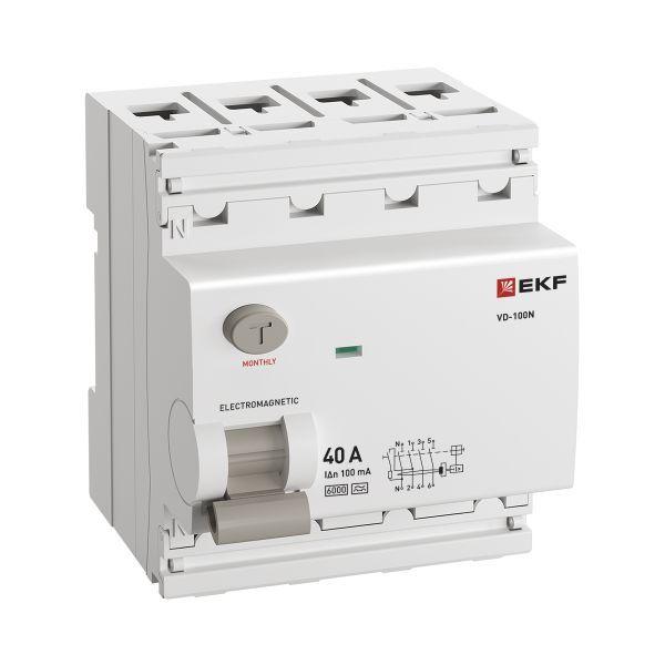 Выключатель дифференциального тока 4п 40А 100мА тип A 6кА ВД-100N электромех. PROxima EKF E1046MA40100