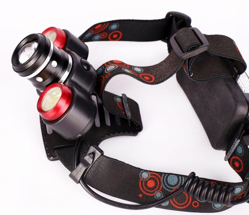 Фонарь налобный аккумуляторный LED5338 3.7В 3LED 5Вт фокус 2 ак. 4 реж. USB бокс черн. Ultraflash 15032