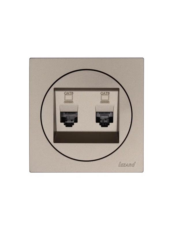 Розетка компьютерная 2-м СП OSEN кат.6 с модулем механизм титан LEZARD 743-3788-142