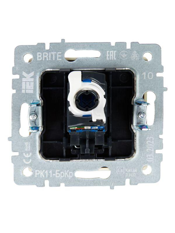 Розетка компьютерная СП RJ45 кат.6 BRITE РК11-БрКр механизм беж. IEK BR-K10-2-K10