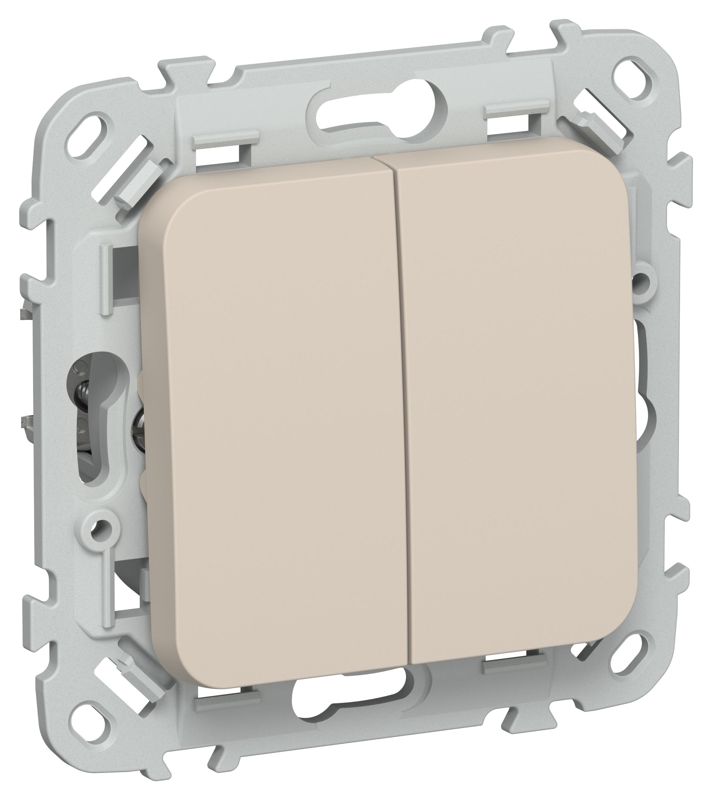 Выключатель проходной 2-кл. СП FLITE ВС62-1-0-ФлЛ 10А механизм льняной IEK FI-V22-0-10-1-K88