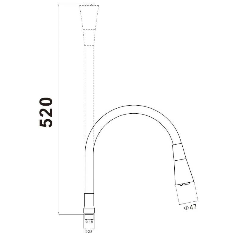 Гибкий излив для кухонного смесителя Savol S-MCG02, белый