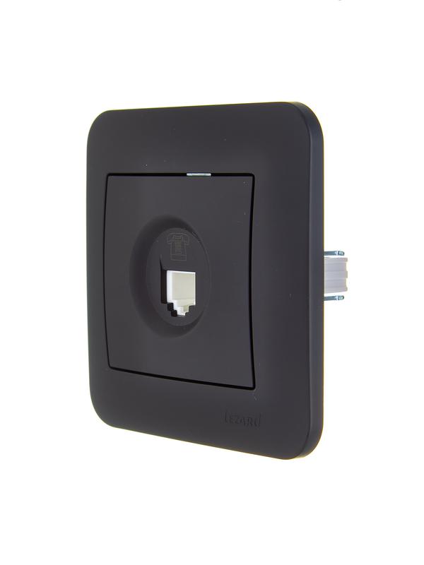 Розетка телефонная евро 1-м СП ASTI IP20 RJ11 в сборе черн. бархат LEZARD 7081-4242-137