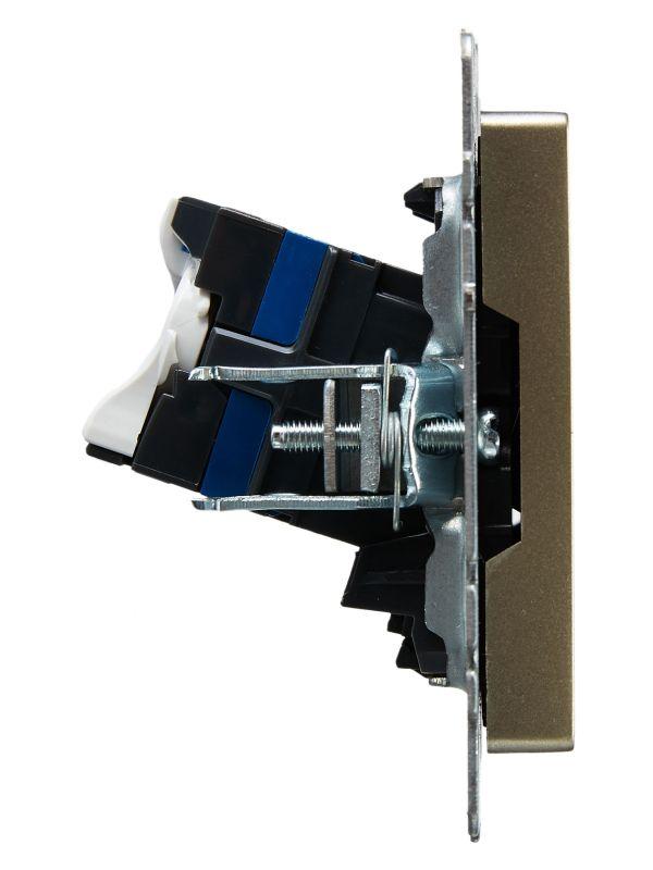 Розетка компьютерная двойн. СП RJ45 кат.6 BRITE РК11-2-БрШ механизм шампань IEK BR-K20-2-K37