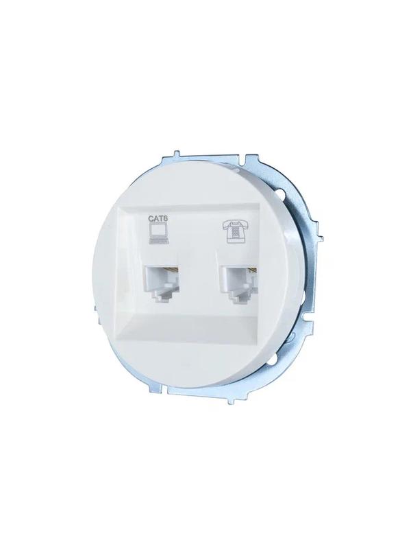 Розетка компьютерная + телефонная OSEN RJ45 кат.6 + RJ11 с модулем бел. LEZARD 743-0288-144