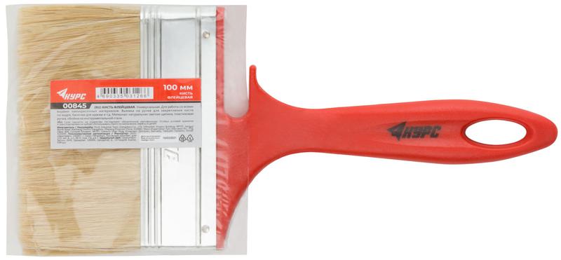 Кисть флейцевая "Крафт" 100мм натур. свет. щетина пластик. ручка с выемкой КУРС 00845