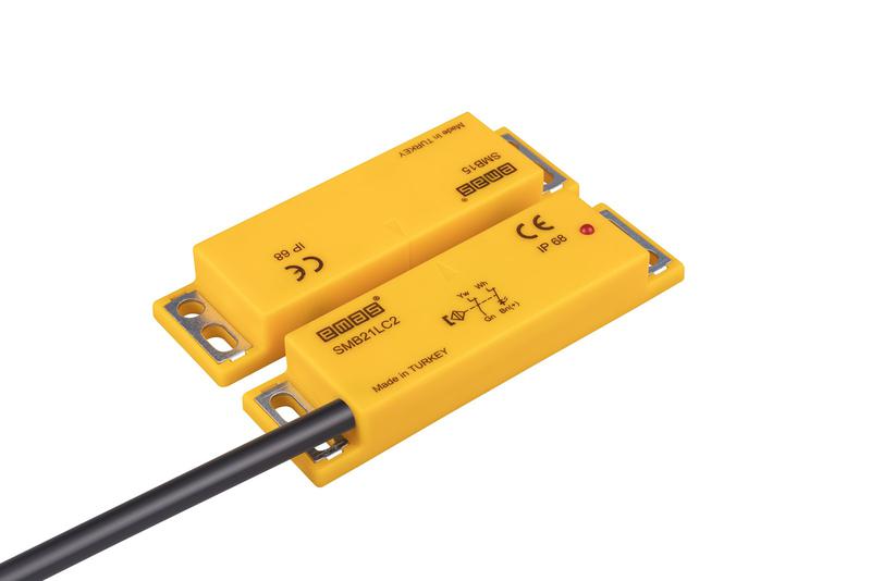 Датчик магнитный (2НЗ) провод 2м (расст. сраб. 5мм) индикация LED левый выход IP68 EMAS SMB21LC2-B15