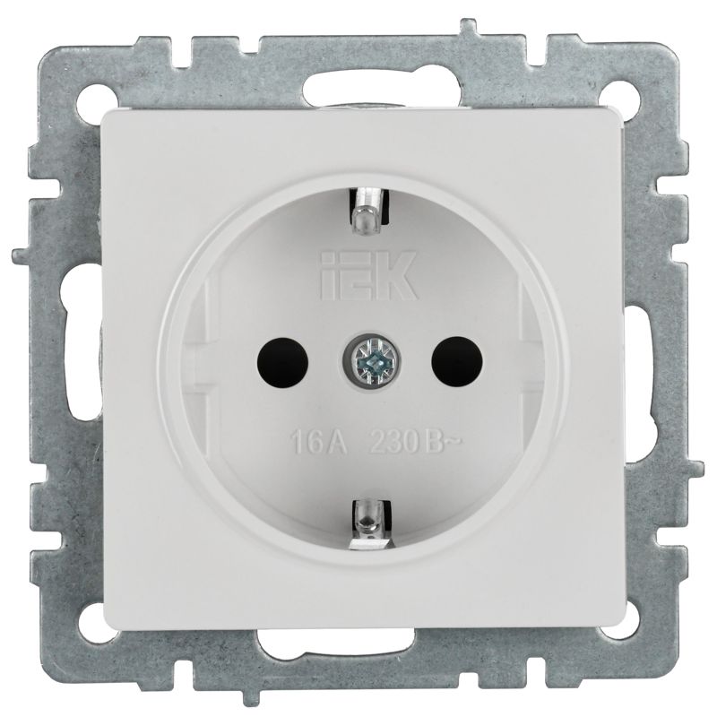 Розетка BRITE РС14-1-0-БрБ 16А с заземл. защ. шторки механизм бел. IEK BR-R14-16-K01