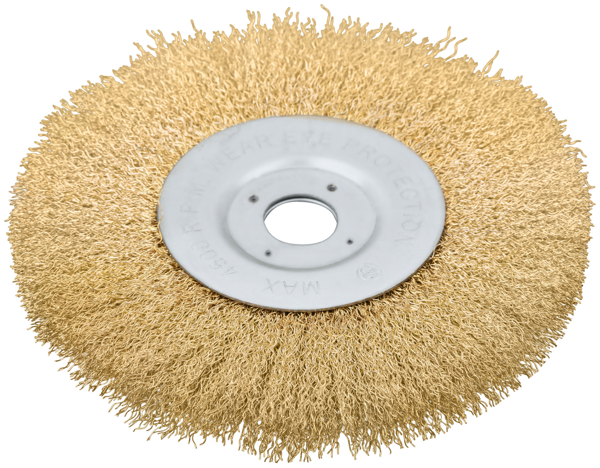 Корщетка-колесо, посадочный диаметр 22,2 мм, стальная латунированная волнистая проволока 180 мм