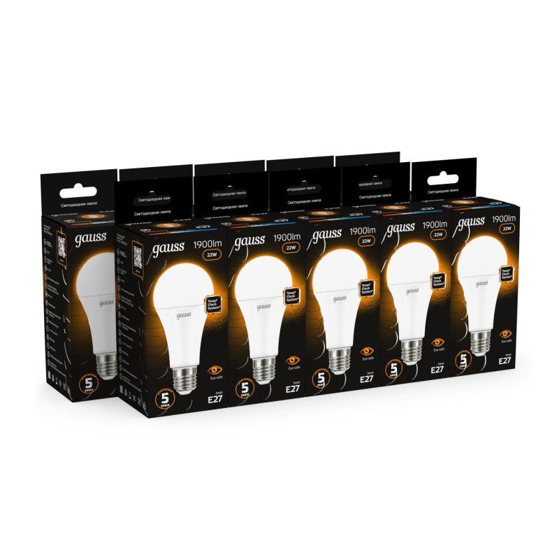 Лампа светодиодная Black 22Вт A70 грушевидная 3000К тепл. бел. E27 1900лм GAUSS 102502122