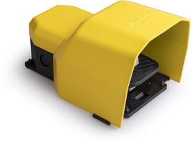 Педаль одиночная 2x(2НО+2НЗ) 2 скорости с фиксацией с защитным кожухом (алюм.) желт. цвета (250В AC 4А) IP65 EMAS PDKS11GX12