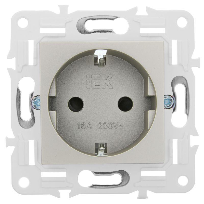 Розетка SKANDY 16А с заземл. защ. шторки SK-R04Sh шампань IEK SK-R14-16-K37
