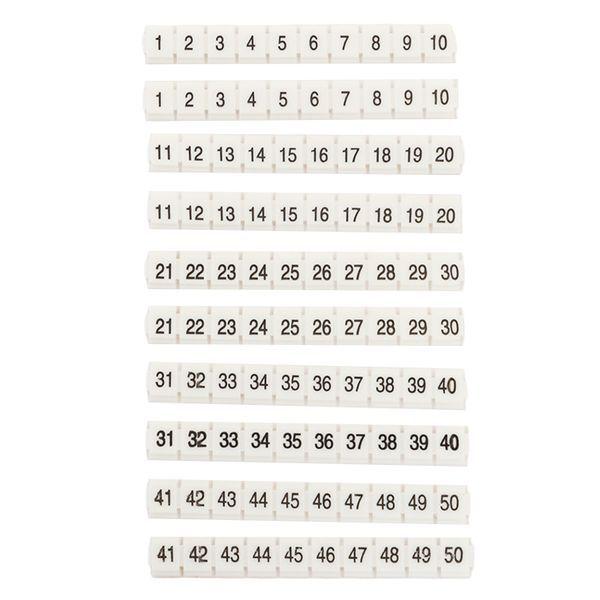 Маркеры для ST/Push-in 2.5 с нумерацией 1-50 для крепления сбоку (уп.100шт) EKF zb-st-2.5-nlpe-1-50