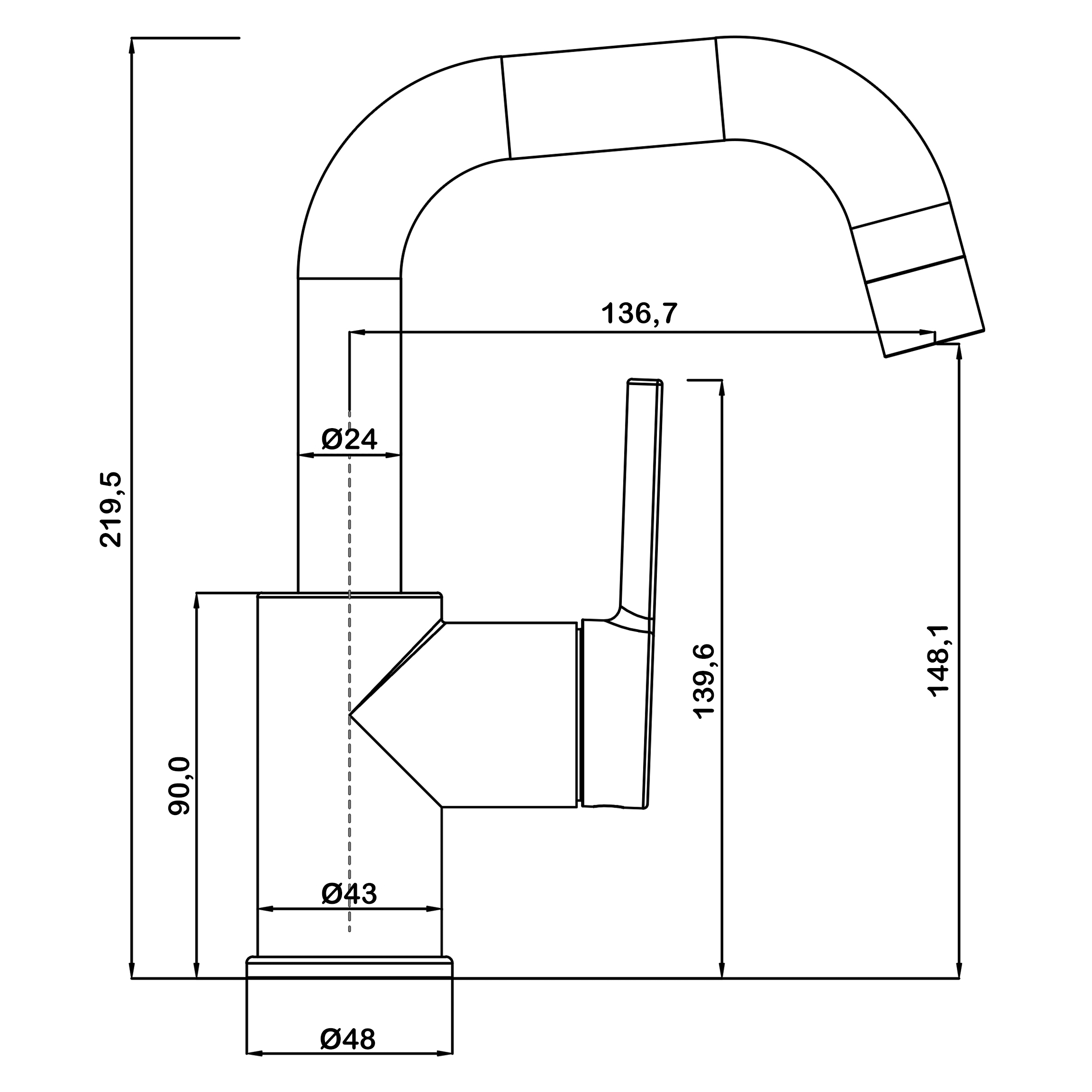 Высокий смеситель для раковины Swedbe Diana 1011B