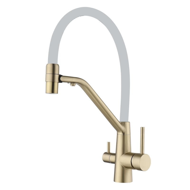 Смеситель для кухни с подключением к фильтру Fmark FS1462-C02, матовое золото