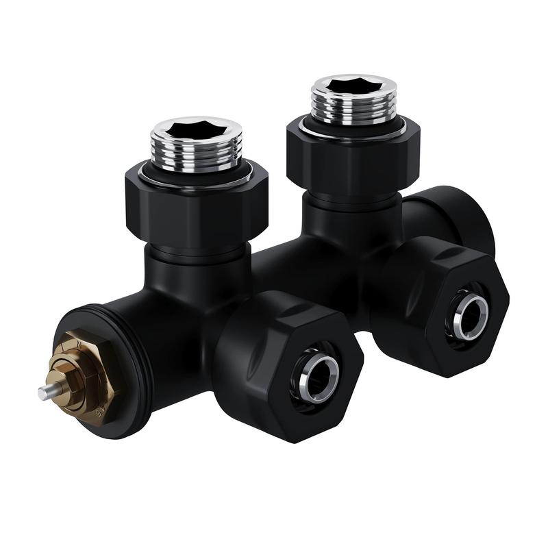 Узел нижнего подключения термостатический угловой Design Pro 15мм М30х1.5 черн. Royal Thermo НС-1646653