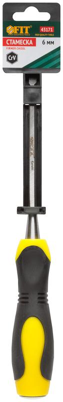 Стамеска профи CrV двухцветная прорезиненная ручка 6мм FIT 43171