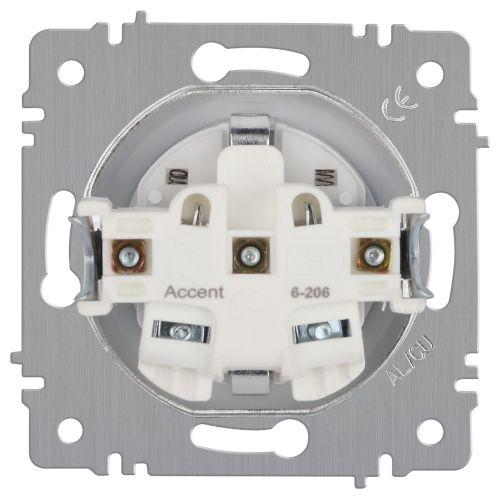 Розетка 1-м СП Accent 6-206-01 16А IP20 250В 2P+E Schuko защ. шторки AL/CU бел. Intro Б0063506