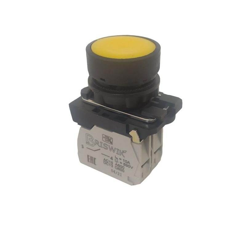 Выключатель кнопочный КМЕ-4110м-Л 24В толкатель цилиндрический с индикацией 1з+0р 10А IP40 диаметр посадочного отверстия 22мм УХЛ3 желт. Реле и Автоматика A8012-32100055
