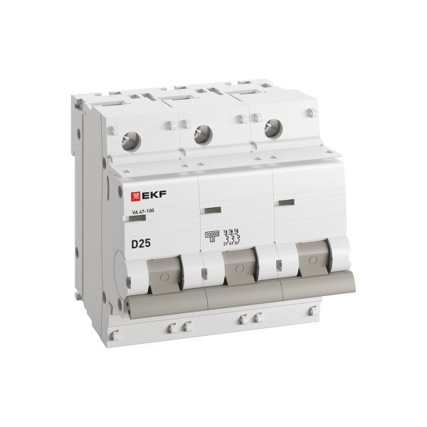 Выключатель автоматический модульный 3п D 25А 10кА ВА 47-100 PROxima EKF mcb47100-3-25D-pro