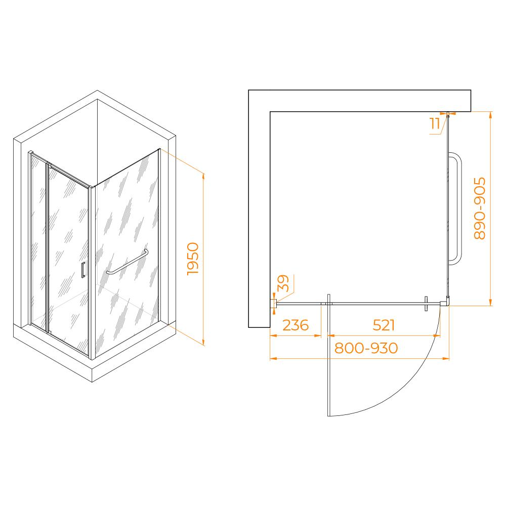 Душевой уголок RGW PA-078-1 (RGW PA-008 + Z-060-2), 3508078189-11