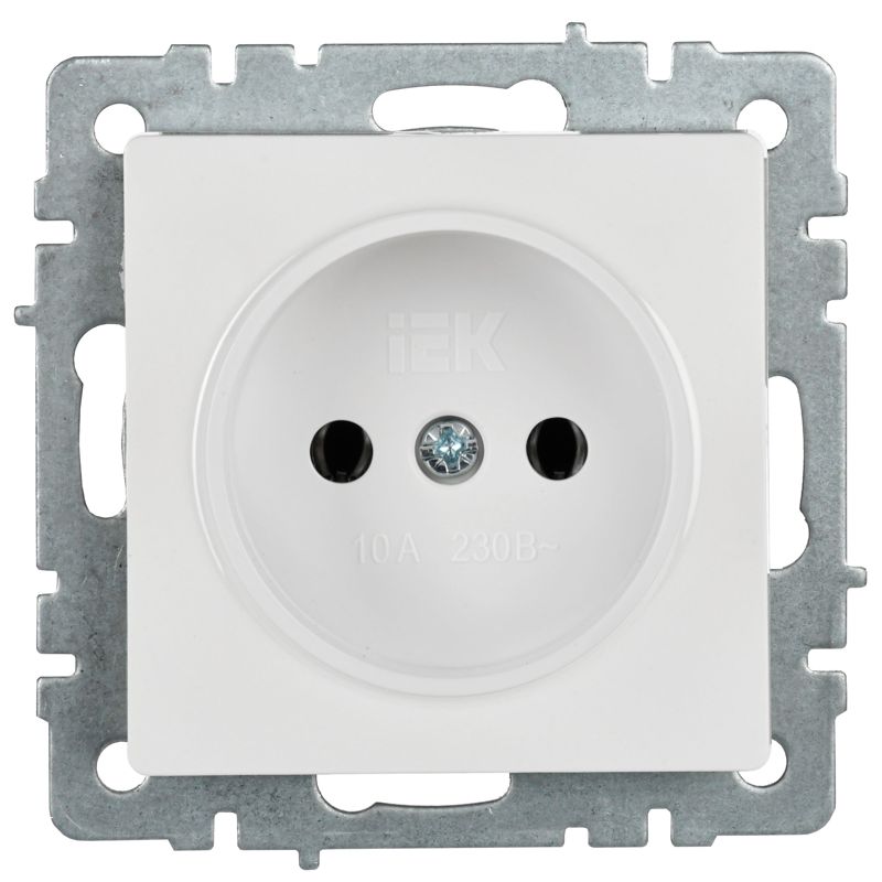 Розетка BRITE РС10-1-0-БрБ 10А без заземл. без защ. шторок механизм бел. IEK BR-R10-10-K01