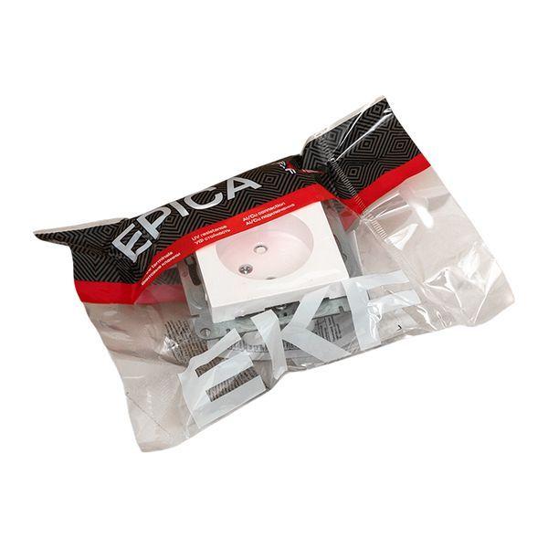 Розетка СП Эпика 16А без заземл. защ. шторки механизм бел. EKF UP1-SOW-101