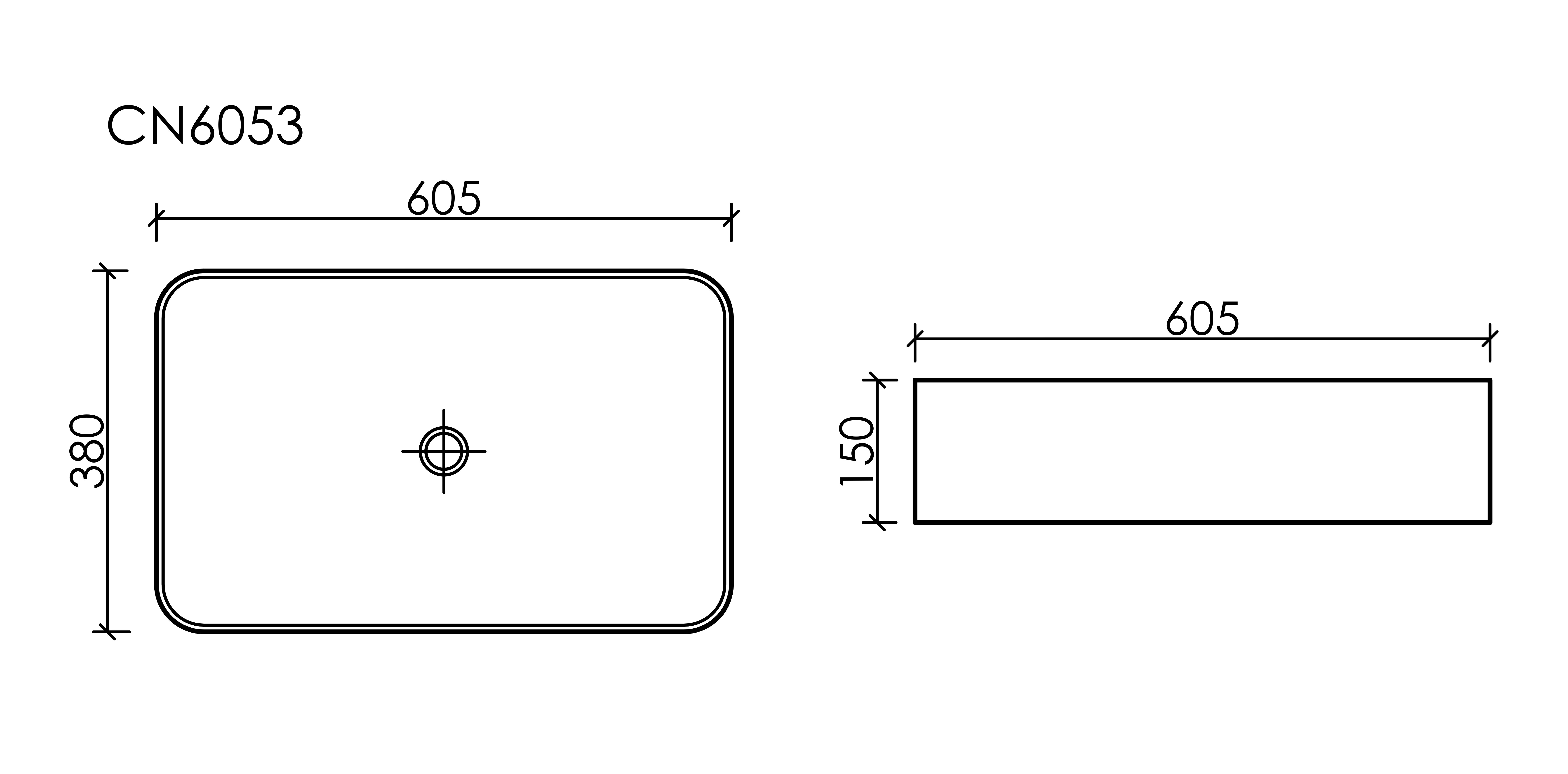 Умывальник чаша накладная прямоугольная Element 605*380*150мм, CN6053