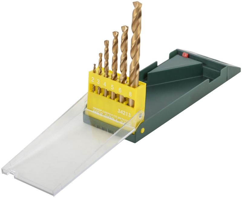 Набор сверл HSS по металлу титановое покрытие 6шт ( 2-3-4-5-6-8мм) FIT 34213