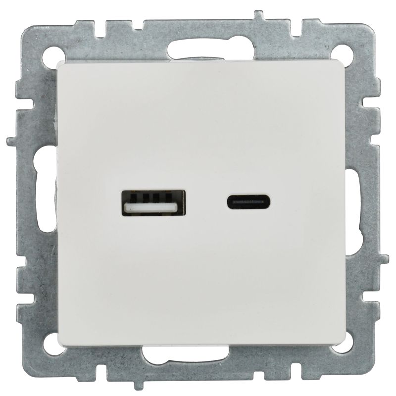 Розетка BRITE USB A+C 18Вт РЮ11-1-БрБ механизм бел. IEK BR-U22-018-K01