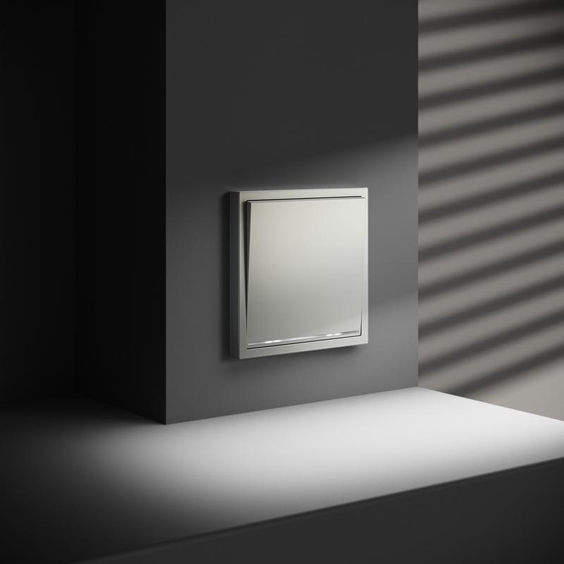 Переключатель проходной 1-кл. СП S70 10А с подсветкой механизм сталь Voltum VLS010405